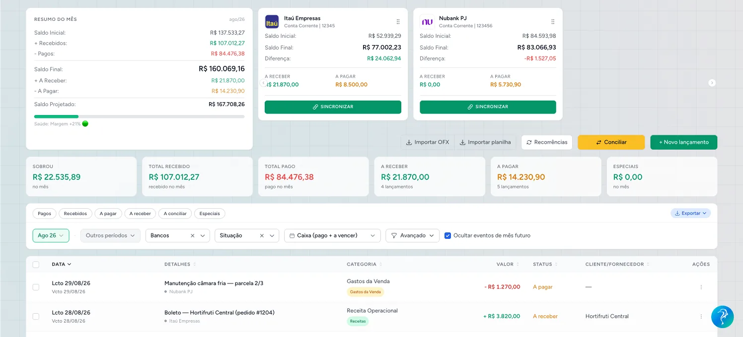 Controle de contas a pagar e receber na Numera